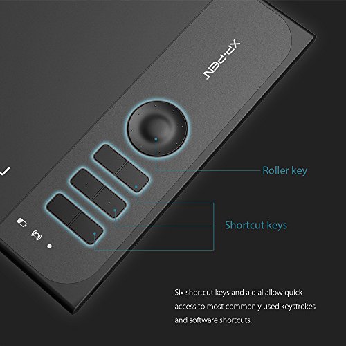 XP-PEN Star 06 Tableta Gráfica Dibujo 10 x 6 Pulgada. 2.4G Inalámbrica Tableta Grafica Digital con 6 Teclas de Atajo y Lápiz Pasivo de 8192 Niveles a la Presión (Negro)