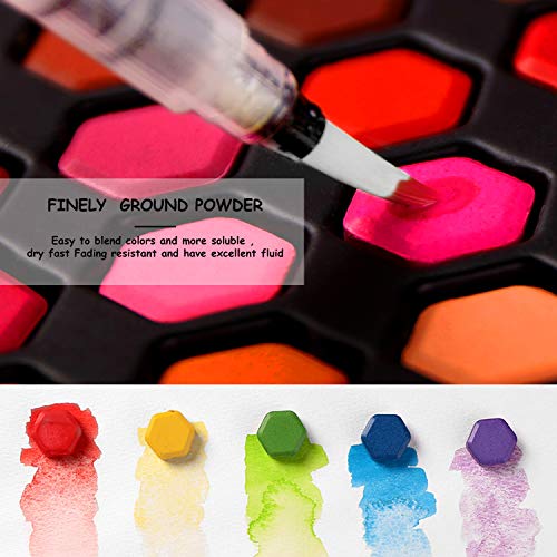 Xpassion Caja de Acuarelas, Set de Pintura de Acuarelas 36 Colores Metal Estuche Pigmento Sólido Acuarela Conjunto, Juego de Pintura de Acuarela para Niños,Principiantes,Regalo de navidad,Cumpleaños
