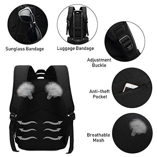XQXA Mochila Unisex Impermeable para Ordenador Portátil de hasta 15.6 Pulgadas, con Puerto USB, Conector para Auriculares y Bolsillo Antirrobo. para los Estudios, Viajes o Trabajo - Negro