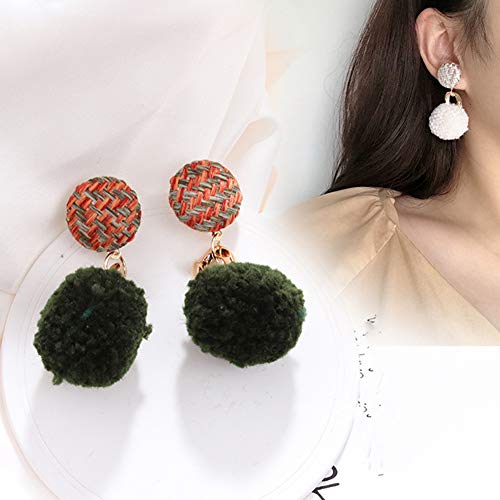 XQxiqi689sy Pendientes Colgantes De Pompón para Mujer, Regalo De Joyería De Pendientes De Botón De Oreja Dulce De Invierno Atrovirens