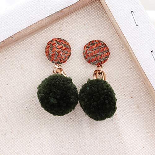 XQxiqi689sy Pendientes Colgantes De Pompón para Mujer, Regalo De Joyería De Pendientes De Botón De Oreja Dulce De Invierno Atrovirens