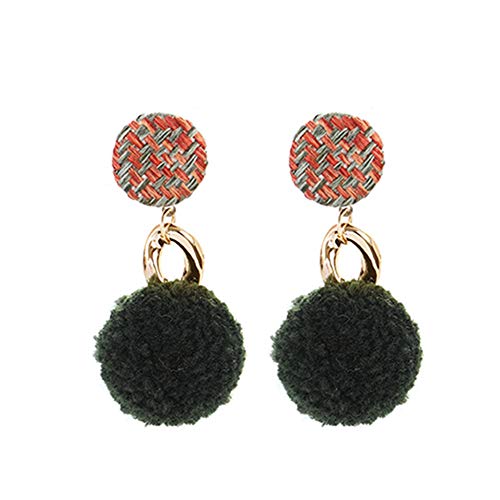 XQxiqi689sy Pendientes Colgantes De Pompón para Mujer, Regalo De Joyería De Pendientes De Botón De Oreja Dulce De Invierno Atrovirens