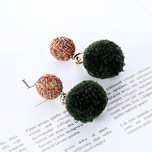 XQxiqi689sy Pendientes Colgantes De Pompón para Mujer, Regalo De Joyería De Pendientes De Botón De Oreja Dulce De Invierno Atrovirens