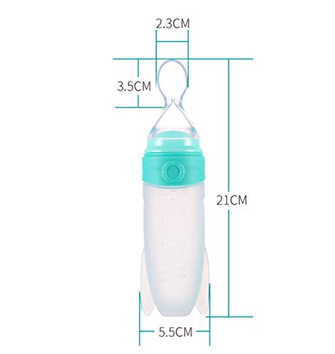 Xrten Biberón con Cuchara dispensadora de Comida de Silicona para bebé, 90ml