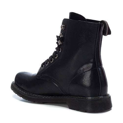 XTI - Botín Militar para Mujer - Cierre con Cremallera - Color Negro - Talla 39