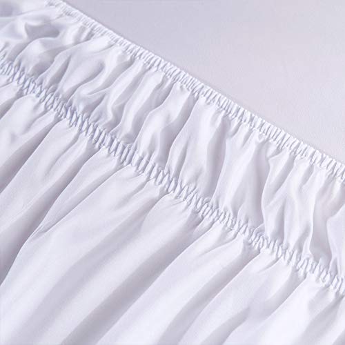 XuBa - Falda de cama elástica con volantes, color marrón oscuro, 180 x 200 + 40