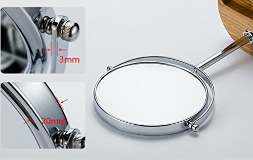 Xuping Espejo de madera europeo de doble cara espejo de tocador de escritorio con zoom HD espejo de maquillaje giratorio de 360 ° (color: agrandar la superficie, tamaño: 6 pulgadas)