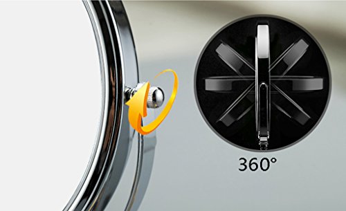 Xuping Espejo de madera europeo de doble cara espejo de tocador de escritorio con zoom HD espejo de maquillaje giratorio de 360 ° (color: agrandar la superficie, tamaño: 6 pulgadas)