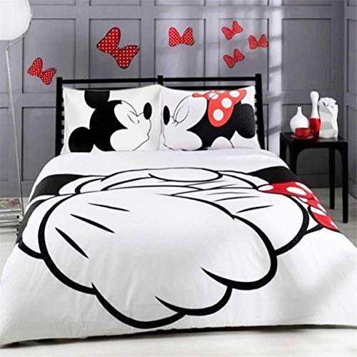 XWXBB Mickey - Juego de cama (3 piezas, funda nórdica de Mickey y funda de almohada), diseño de Minnie Mouse Funda Nórdica y Funda de Almohada Microfibra 3D Cama Dormitorio, King 220x240cm