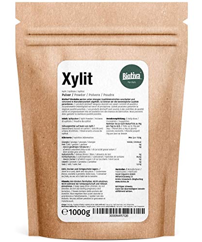 Xylitol - alternativa de azúcar (1 kg) - azúcar de abedul (xylitol) - Finlandia - dulce como el azúcar - 1:1 como azúcar - 40% menos calorías que el azúcar - adecuado para diabéticos - sin maíz