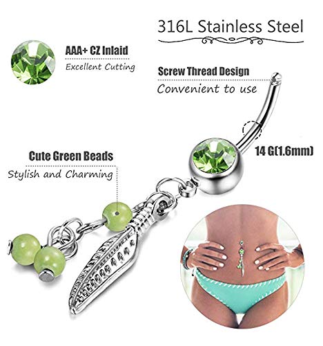 YADOCA 10 Piezas Botón del Ombligo Adecuado para Mujeres y Niñas Acero Inoxidable Flexible con un Colgante Piercing en el Cuerpo
