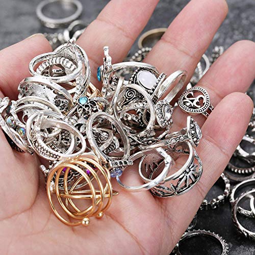 YADOCA 114 Piezas por Juego de Anillos de aleación diseñado para Chicas la Moda Hermoso Zafiro Talla Hueca