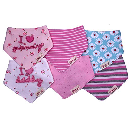 Yafane 6 x Baberos del Bebé Algodón Babero Bandana Absorbente para Niñas Recien Nacido