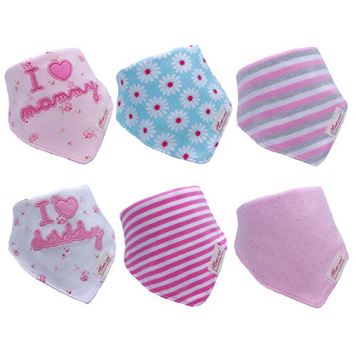 Yafane 6 x Baberos del Bebé Algodón Babero Bandana Absorbente para Niñas Recien Nacido