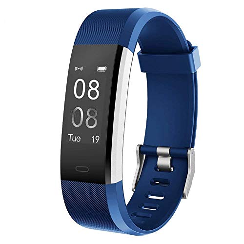 YAMAY Pulsera Actividad con Pulsómetro Mujer Hombre, Monitor de Actividad Deportiva, Ritmo Cardíaco, Impermeable IP67, Reloj Fitness, smartwatch con Podómetro, Color Azul
