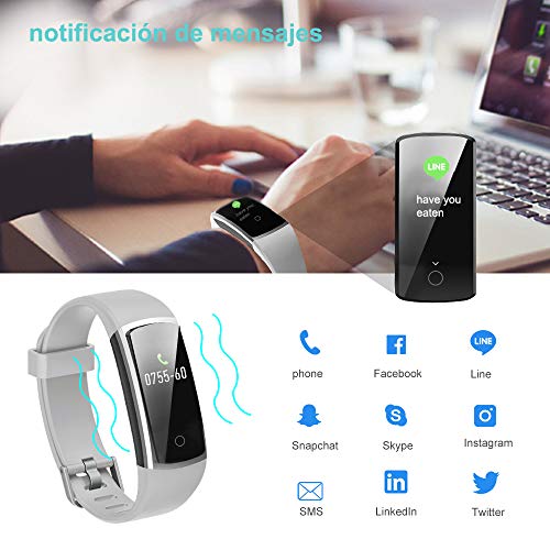 YAMAY Pulsera de Actividad Inteligente Impermeable IP68 con 14 Modos de Deporte,Pulsera Inteligente con Pulsómetro, Blood Pressure, Sueño,Podómetro,Pulsera Deporte para Android y iOS Teléfono móvil