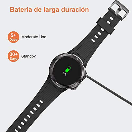YAMAY Reloj Inteligente, Smartwatch Hombre 5ATM Impermeable con 12 Modos Deportivos Cronómetro Pulsómetro Pulsera Actividad Inteligente Smartwatch Android iOS para Xiaomi Huawei iPhoneTeléfono