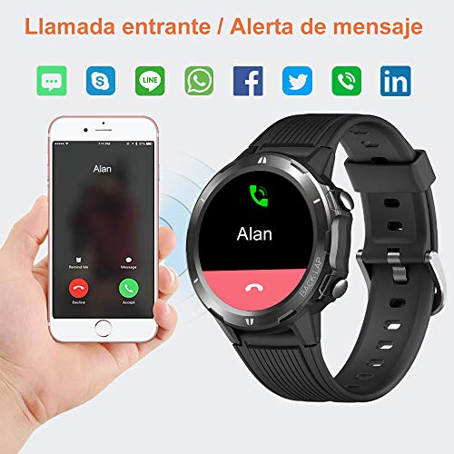 YAMAY Reloj Inteligente, Smartwatch Hombre 5ATM Impermeable con 12 Modos Deportivos Cronómetro Pulsómetro Pulsera Actividad Inteligente Smartwatch Android iOS para Xiaomi Huawei iPhoneTeléfono