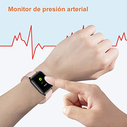 YAMAY Smartwatch con Oxímetro de Pulso Esfigmomanómetro y Pulsómetro Reloj Inteligente Impermeable para Hombre Mujer, Pulsera de Actividad Inteligente podómetro con Cronómetro para Android iOS