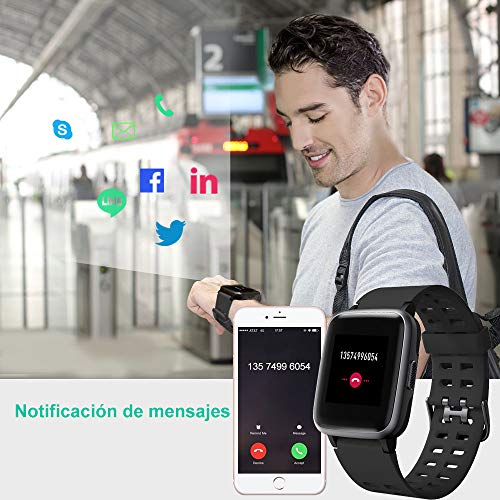 YAMAY Smartwatch, Impermeable Reloj Inteligente con Cronómetro, Pulsera Actividad Inteligente para Deporte, Reloj de Fitness con Podómetro Smartwatch Mujer Hombre para Xiaomi HuaweiI Teléfono