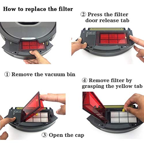 YanBan 12pcs Heap Filtro Kit para iRobot Roomba 800 900 Series 870 880 980 Aspiradora Accesorios Reemplazo