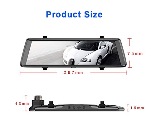YANGFH Grabador De Conducción, Navegación Inteligente En El Espejo Retrovisor del Coche, Navegación con Activación por Voz De Android Vista Trasera Registrador de la conducción
