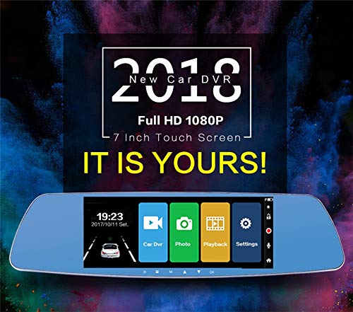 YANGFH Grabadora de visión trasera de 7 pulgadas con grabación doble, Navegador de control de voz de Android, Navegador GPS for automóvil, Espejo retrovisor, Grabador de conducción registrador de la c