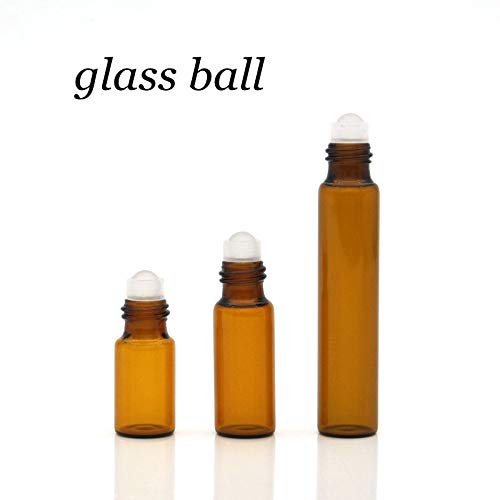 YangJinShan Botella de Vidrio de 1 ml de 2 ml de 3 ml 5 ml 10ml ámbar Delgadas de Vidrio Roll On Botella de Muestra de Prueba de aceites Esenciales Viales 5 PC/Paquete