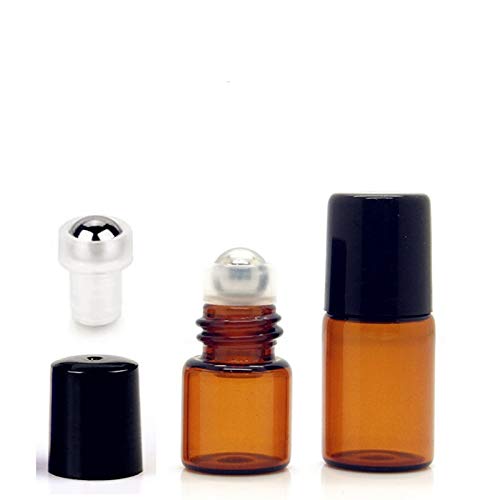 YangJinShan Botella de Vidrio de 1 ml de 2 ml de 3 ml 5 ml 10ml ámbar Delgadas de Vidrio Roll On Botella de Muestra de Prueba de aceites Esenciales Viales 5 PC/Paquete