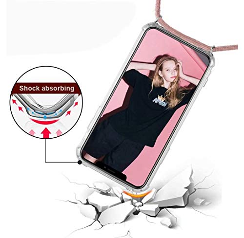 yanzi Funda con Cuerda Samsung Galaxy S8 Plus Funda Carcasa Transparente Silicona Case TPU Colgante Ajustable Collar Correa de Cuello Cordón Oro Rosa Cover Caso Fundas Samsung S8 Plus Carcasa