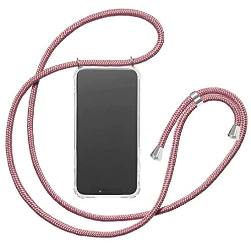 yanzi Funda con Cuerda Samsung Galaxy S8 Plus Funda Carcasa Transparente Silicona Case TPU Colgante Ajustable Collar Correa de Cuello Cordón Oro Rosa Cover Caso Fundas Samsung S8 Plus Carcasa