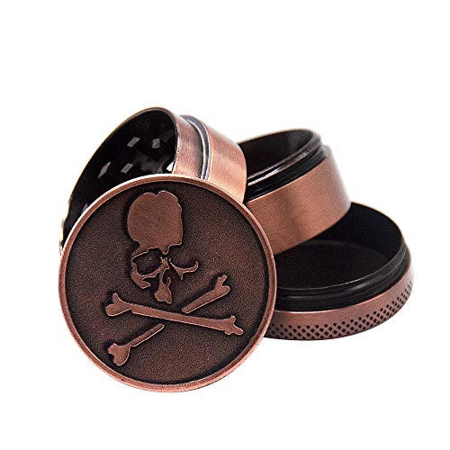 Yaobuyao - Molinillo de hierbas para especias, 4 piezas, aleación de zinc, color rojo, bronce, metal, con atrapasueños de polen,