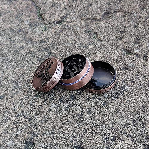 Yaobuyao - Molinillo de hierbas para especias, 4 piezas, aleación de zinc, color rojo, bronce, metal, con atrapasueños de polen,