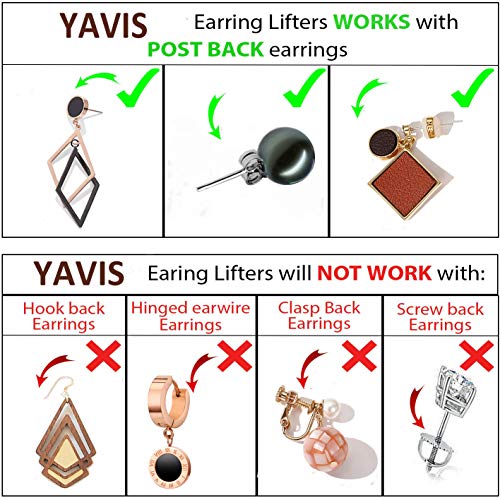 YAVIS - Pendientes mágicos para Levantar, Ajustable, hipoalergénicos, para apoyar Orejas de lóbulo Perforadas (3 Pares de Plata de Ley 925)