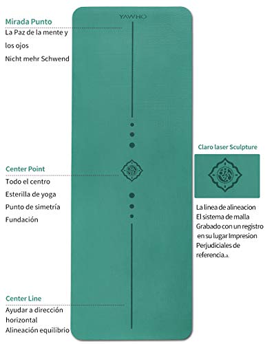 YAWHO Colchoneta de Yoga Esterilla Yoga Material medioambiental TPE,Modelo:183cmx66cm Espesor:6milímetros,Tapete de Deporte Grande y Antideslizante,Mochilas como Regalos (Green)