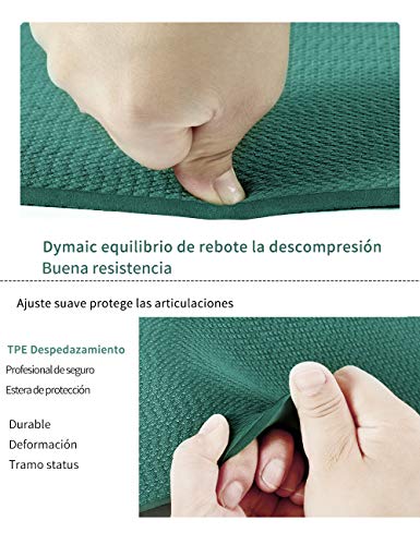 YAWHO Colchoneta de Yoga Esterilla Yoga Material medioambiental TPE,Modelo:183cmx66cm Espesor:6milímetros,Tapete de Deporte Grande y Antideslizante,Mochilas como Regalos (Green)