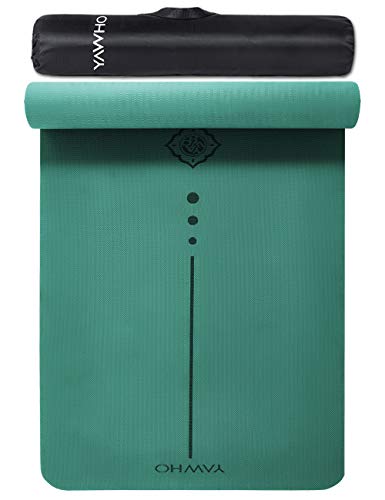 YAWHO Colchoneta de Yoga Esterilla Yoga Material medioambiental TPE,Modelo:183cmx66cm Espesor:6milímetros,Tapete de Deporte Grande y Antideslizante,Mochilas como Regalos (Green)