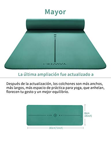 YAWHO Colchoneta de Yoga Esterilla Yoga Material medioambiental TPE,Modelo:183cmx66cm Espesor:6milímetros,Tapete de Deporte Grande y Antideslizante,Mochilas como Regalos (Green)