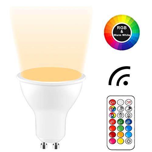 YAYZA! 4-Paquete Premium Regulable GU10 6W RGB + Blanco Cálido 3000K Color Que Cambia IR Control Remoto Foco LED Foco Empotrable Bombilla