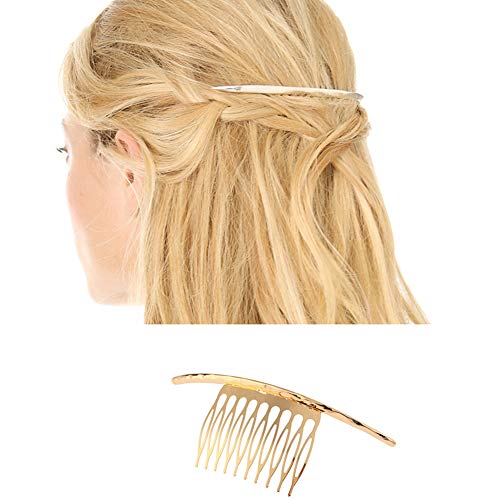 YAZILIND Diseño Simple Inserciones Elegantes Pinza de Pelo Accesorios para el Peine de Cola de Caballo para Mujer Damas Pinza de Pelo Tocado Dorado