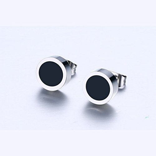 YAZILIND Hombres oreja perno acero titanio exquisita forma redonda hipoalergénicos pendientes piercing regalo de la joyería (negro)