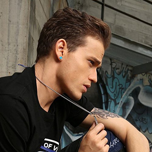 YAZILIND Hombres oreja perno acero titanio exquisita forma redonda hipoalergénicos pendientes piercing regalo de la joyería (negro)