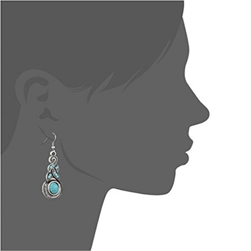 YAZILIND Regalo de la joyería de Plata tibetana de la Turquesa Encanto cristalino de la Mariposa del corazón Pendientes del Collar para la Mujer