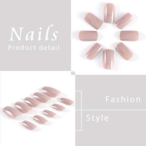 Yean Square False Press on Nails Gel de color puro brillante Uñas falsas Cubierta completa Arte acrílico Uñas reutilizables Punta para mujeres