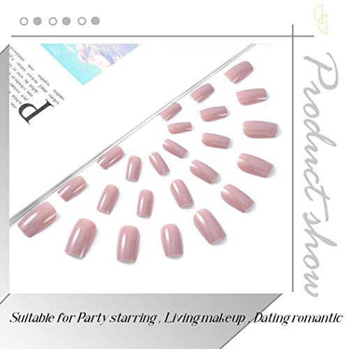 Yean Square False Press on Nails Gel de color puro brillante Uñas falsas Cubierta completa Arte acrílico Uñas reutilizables Punta para mujeres