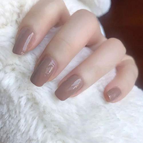 Yean Square False Press on Nails Gel de color puro brillante Uñas falsas Cubierta completa Arte acrílico Uñas reutilizables Punta para mujeres