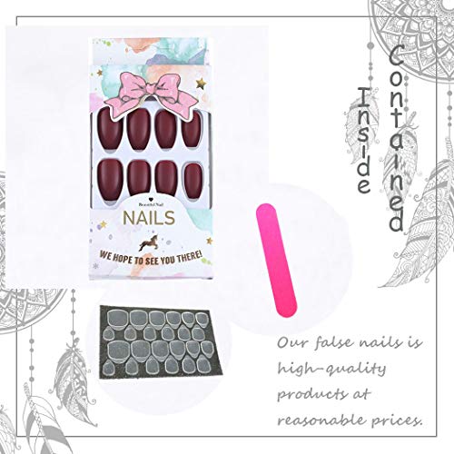 Yean Uñas de ataúd mate Uñas prensadas Bailarina Uñas postizas Cubierta completa roja Uñas postizas falsas para mujeres