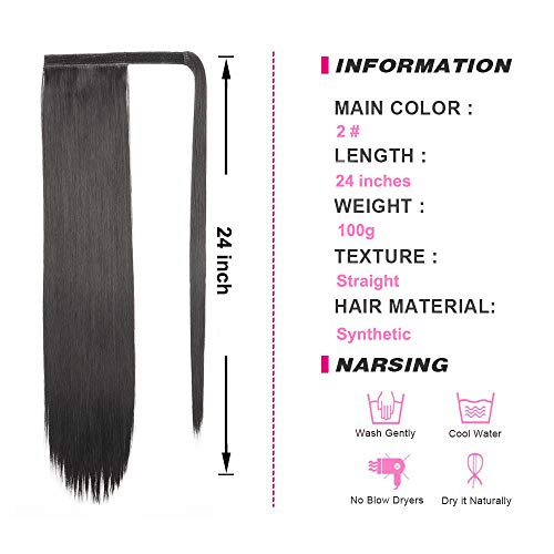 YEESHEDO Extensiones de pelo largo de color negro, con bolsillo largo, rizado y ondulado y recto, extensiones de pelo sintético para mujeres (24 pulgadas rizado + recto)