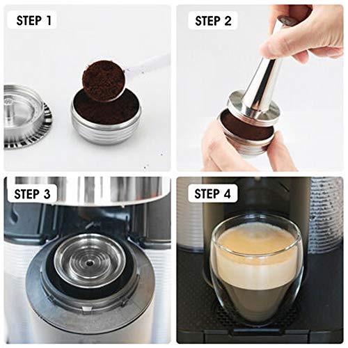 Yehapp Stainless Steel Reusable Refillable Coffee Pod Capsule Small&Large For Nespresso,Small cup + G2 version big cup set reusable coffee capsule