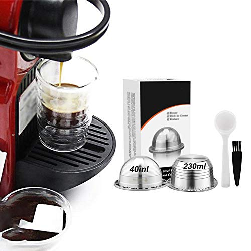 Yehapp Stainless Steel Reusable Refillable Coffee Pod Capsule Small&Large For Nespresso,Small cup + G2 version big cup set reusable coffee capsule